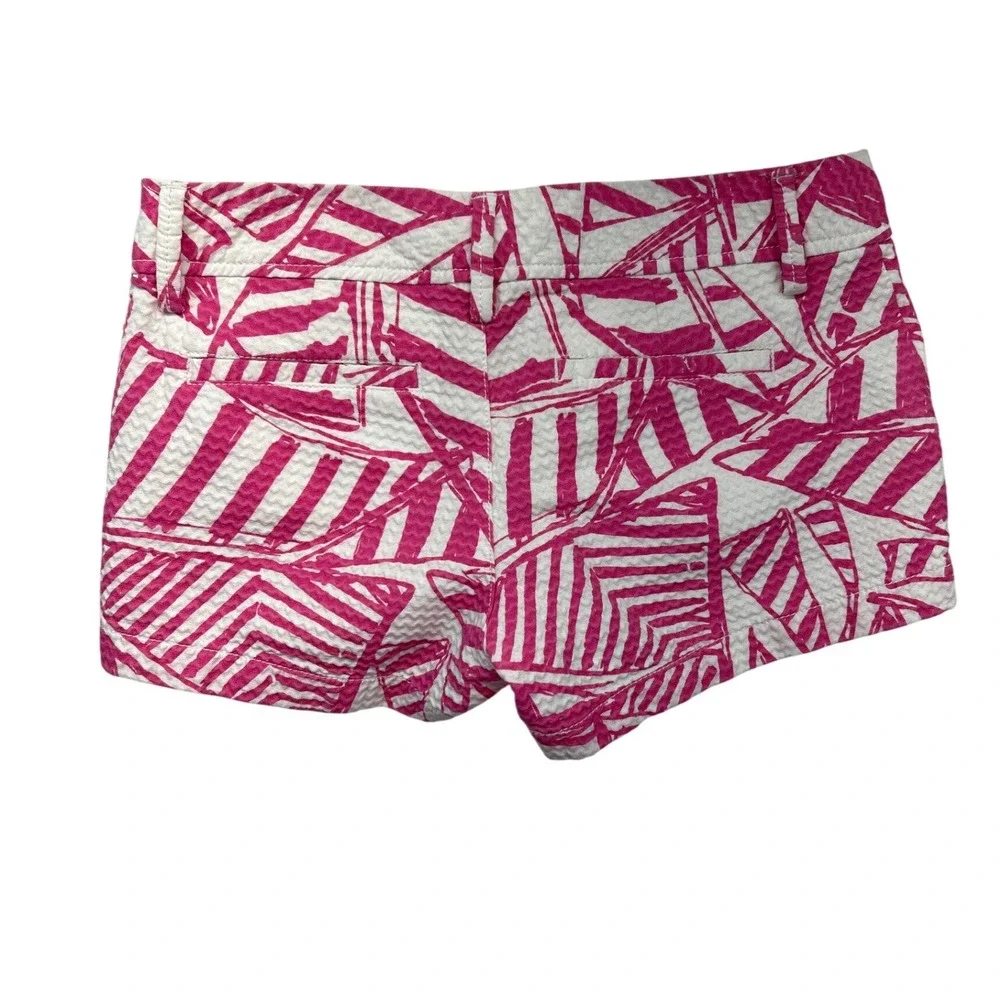 Lilly Pulitzer‎ Walsh Shorts Womens 0 Pink White Seersucker Low Rise Shorty